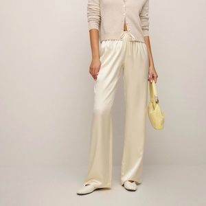 Reformation Cream Silk Pants S